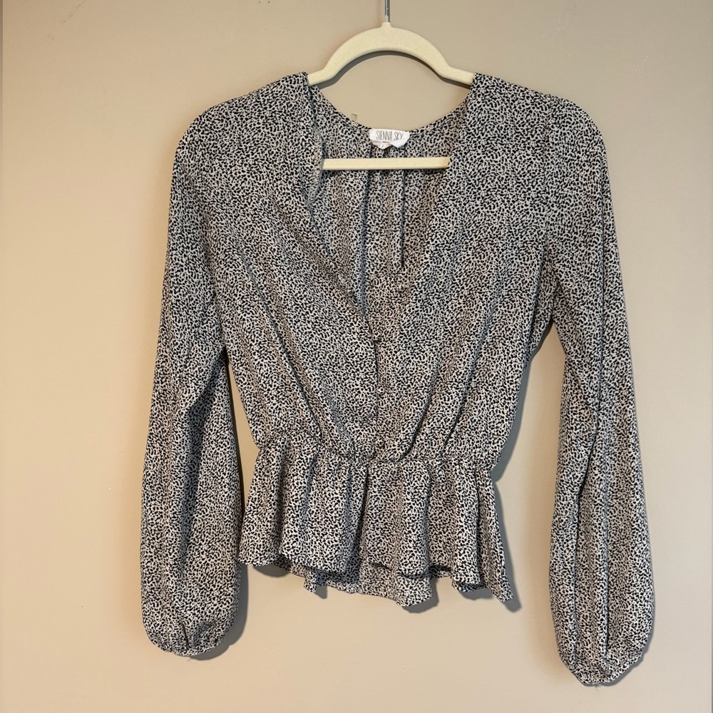 Sienna Sky Printed Peplum Blouse